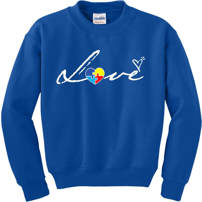 Autism Awareness Puzzle Piece Heart Kids Sweatshirt