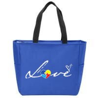 Autism Awareness Puzzle Piece Heart Zip Tote Bag