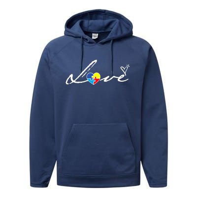 Autism Awareness Puzzle Piece Heart Performance Fleece Hoodie