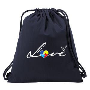 Autism Awareness Puzzle Piece Heart Drawstring Bag