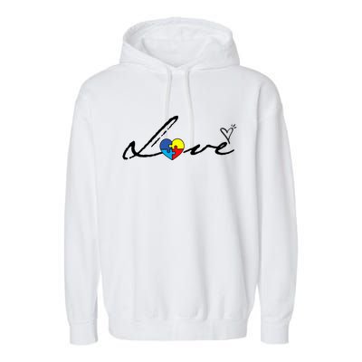 Autism Awareness Puzzle Piece Heart Garment-Dyed Fleece Hoodie