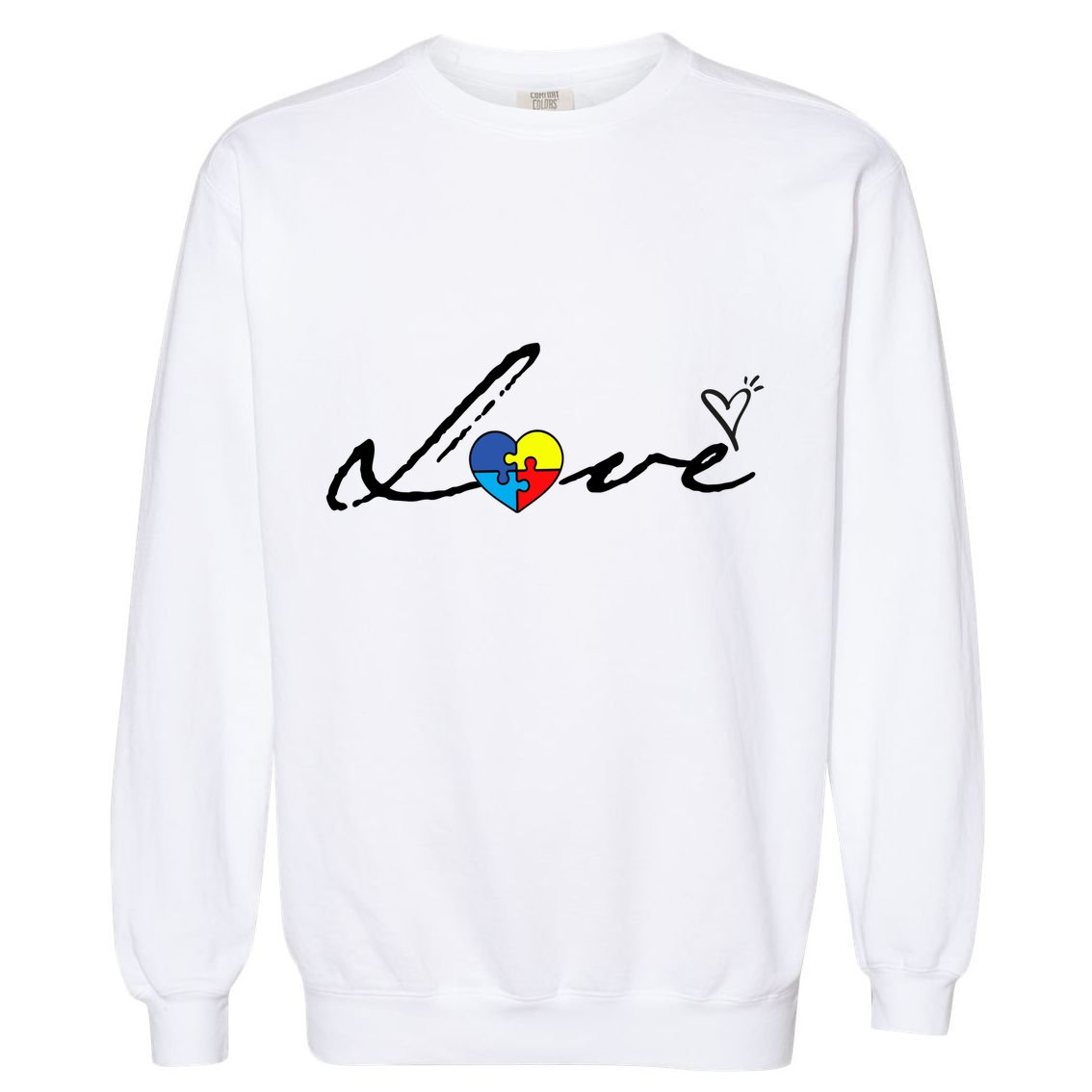 Autism Awareness Puzzle Piece Heart Garment-Dyed Sweatshirt