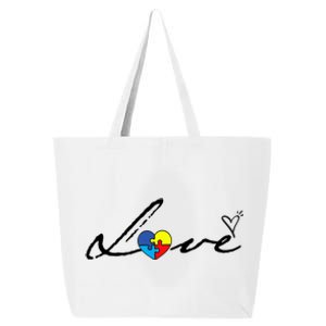 Autism Awareness Puzzle Piece Heart 25L Jumbo Tote