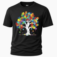 Autism Awareness Puzzle Piece Tree Cooling Performance Crew T-Shirt
