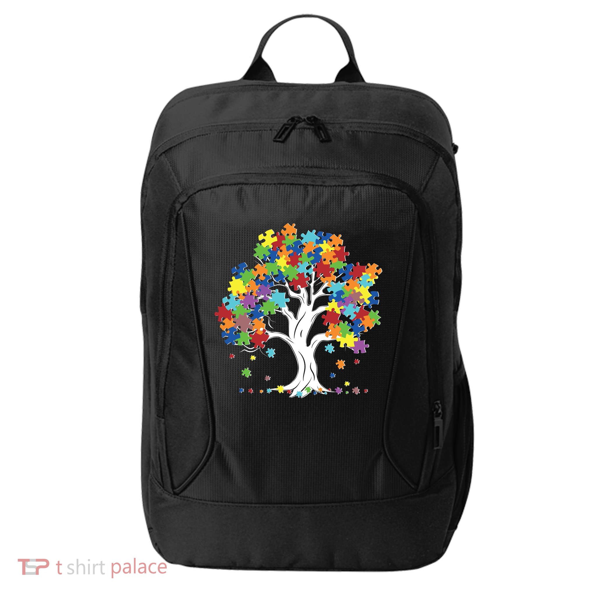 Autism Awareness Puzzle Piece Tree City Backpack