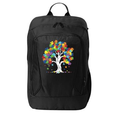 Autism Awareness Puzzle Piece Tree City Backpack