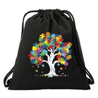 Autism Awareness Puzzle Piece Tree Drawstring Bag