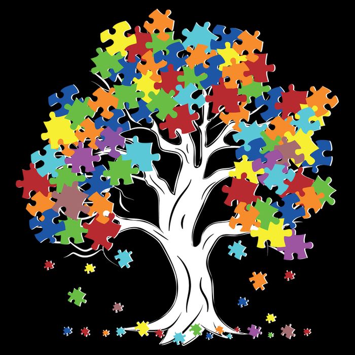 Autism Awareness Puzzle Piece Tree Drawstring Bag