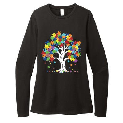 Autism Awareness Puzzle Piece Tree Womens CVC Long Sleeve Shirt