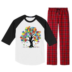 Autism Awareness Puzzle Piece Tree Raglan Sleeve Pajama Set