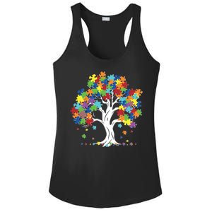 Autism Awareness Puzzle Piece Tree Ladies PosiCharge Competitor Racerback Tank