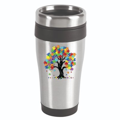 Autism Awareness Puzzle Piece Tree 16oz Travel Tumbler