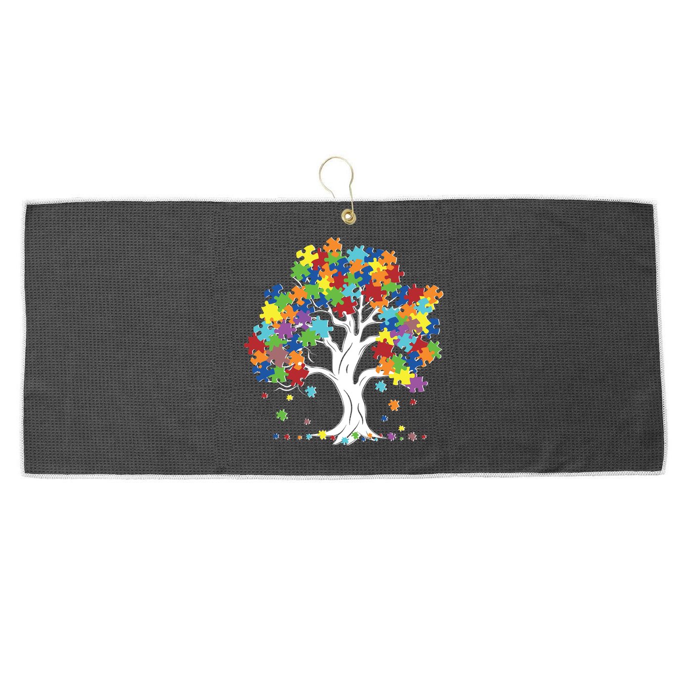 Autism Awareness Puzzle Piece Tree Large Microfiber Waffle Golf Towel
