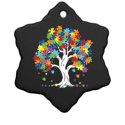 Autism Awareness Puzzle Piece Tree Ceramic Star Ornament