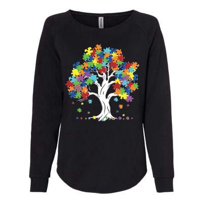 Autism Awareness Puzzle Piece Tree Womens California Wash Sweatshirt