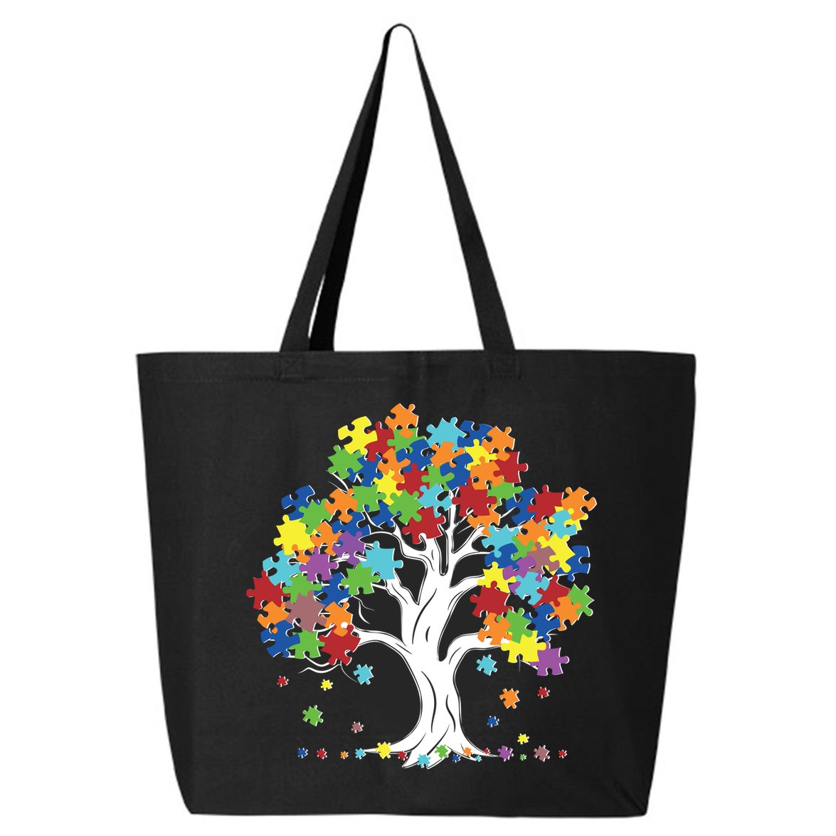 Autism Awareness Puzzle Piece Tree 25L Jumbo Tote