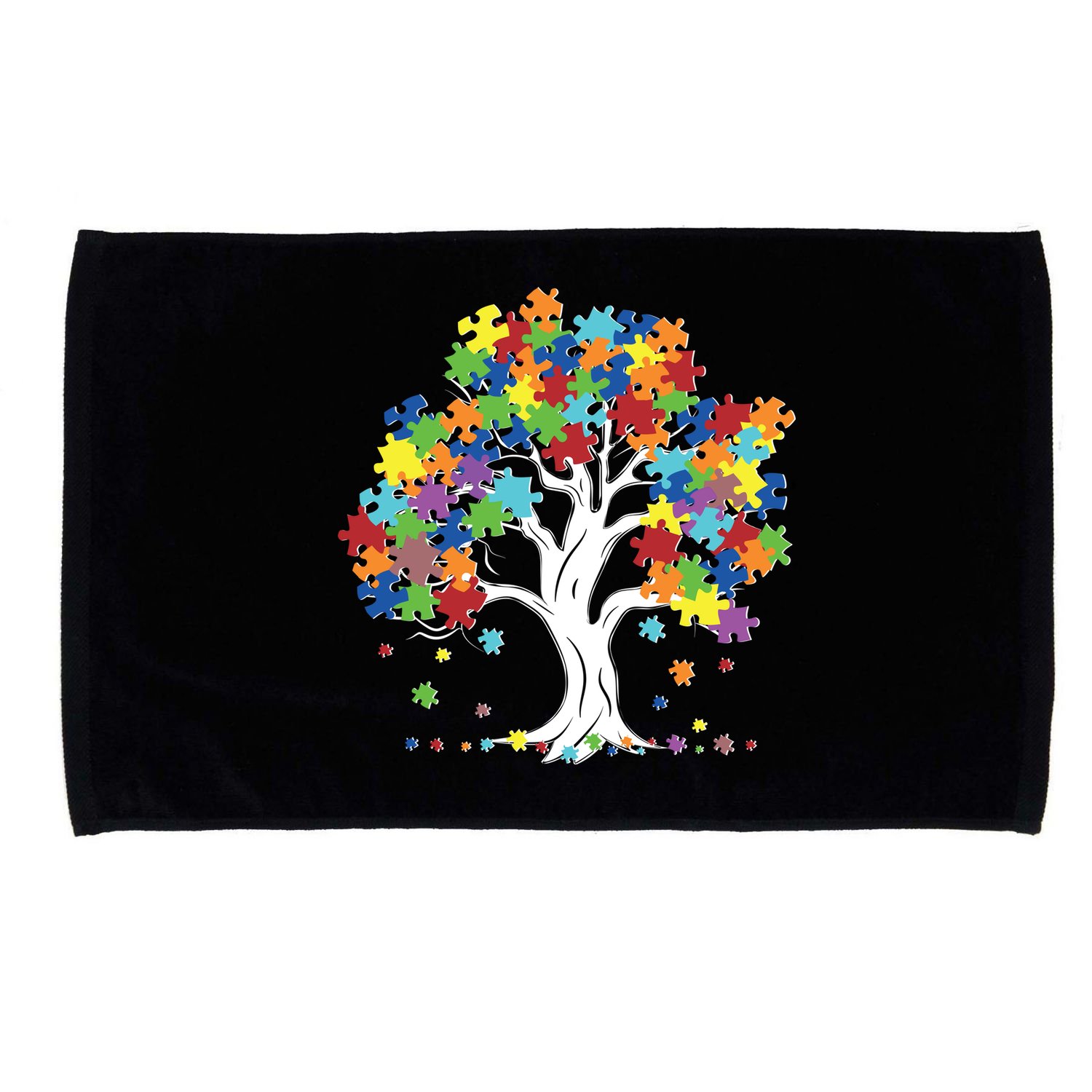 Autism Awareness Puzzle Piece Tree Microfiber Hand Towel