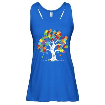 Autism Awareness Puzzle Piece Tree Ladies Essential Flowy Tank