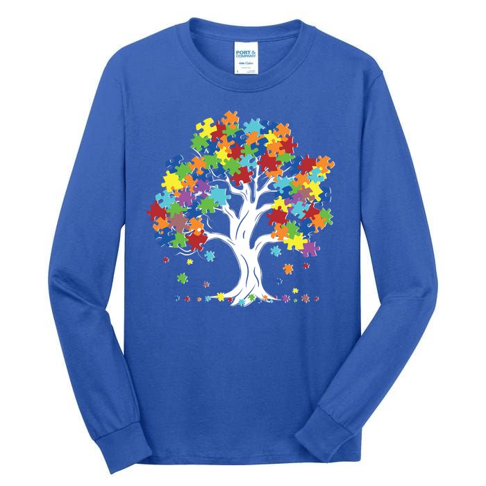 Autism Awareness Puzzle Piece Tree Tall Long Sleeve T-Shirt