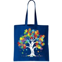 Autism Awareness Puzzle Piece Tree Tote Bag