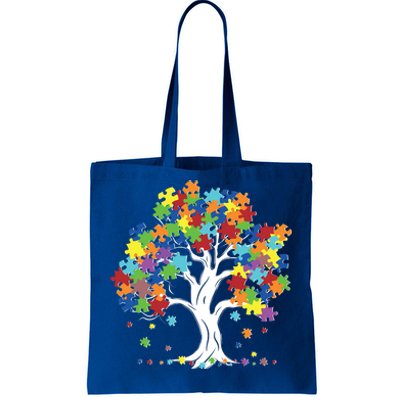 Autism Awareness Puzzle Piece Tree Tote Bag