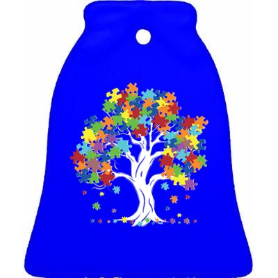 Autism Awareness Puzzle Piece Tree Ceramic Bell Ornament