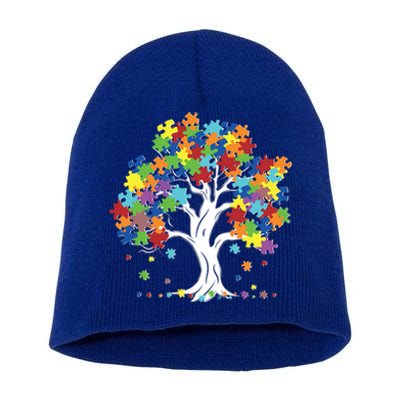 Autism Awareness Puzzle Piece Tree Short Acrylic Beanie