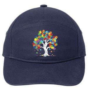 Autism Awareness Puzzle Piece Tree 7-Panel Snapback Hat