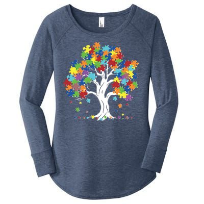 Autism Awareness Puzzle Piece Tree Women's Perfect Tri Tunic Long Sleeve Shirt