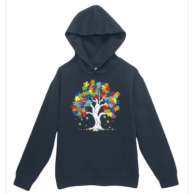 Autism Awareness Puzzle Piece Tree Urban Pullover Hoodie