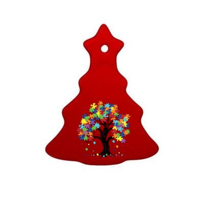 Autism Awareness Puzzle Piece Tree Ceramic Tree Ornament