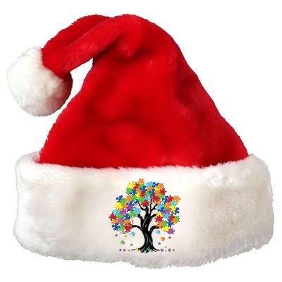 Autism Awareness Puzzle Piece Tree Premium Christmas Santa Hat