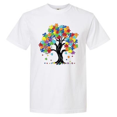 Autism Awareness Puzzle Piece Tree Garment-Dyed Heavyweight T-Shirt