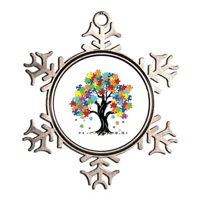 Autism Awareness Puzzle Piece Tree Metallic Star Ornament