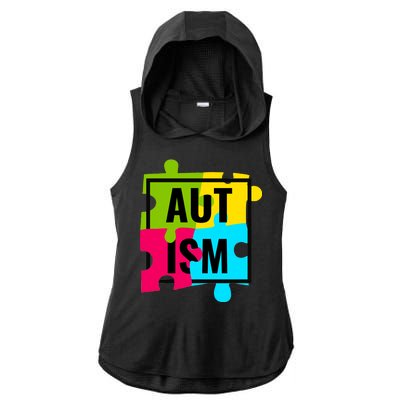 Autism Awareness Puzzle Pieces Ladies PosiCharge Tri-Blend Wicking Draft Hoodie Tank