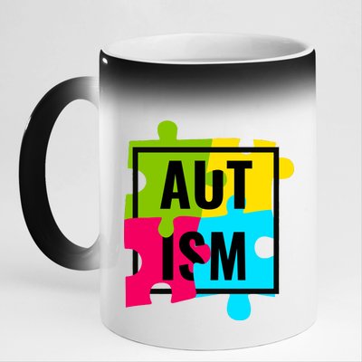 Autism Awareness Puzzle Pieces 11oz Black Color Changing Mug