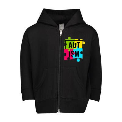 Autism Awareness Puzzle Pieces Toddler Zip Fleece Hoodie