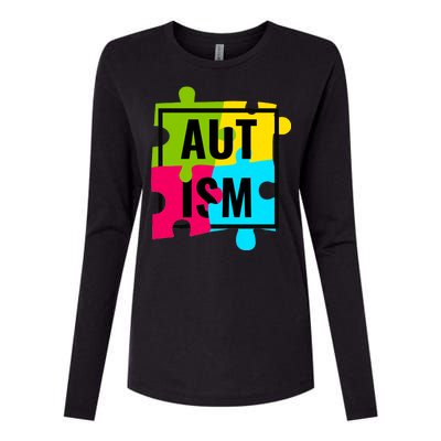 Autism Awareness Puzzle Pieces Womens Cotton Relaxed Long Sleeve T-Shirt