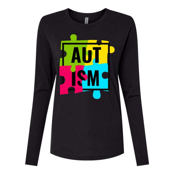 Autism Awareness Puzzle Pieces Womens Cotton Relaxed Long Sleeve T-Shirt