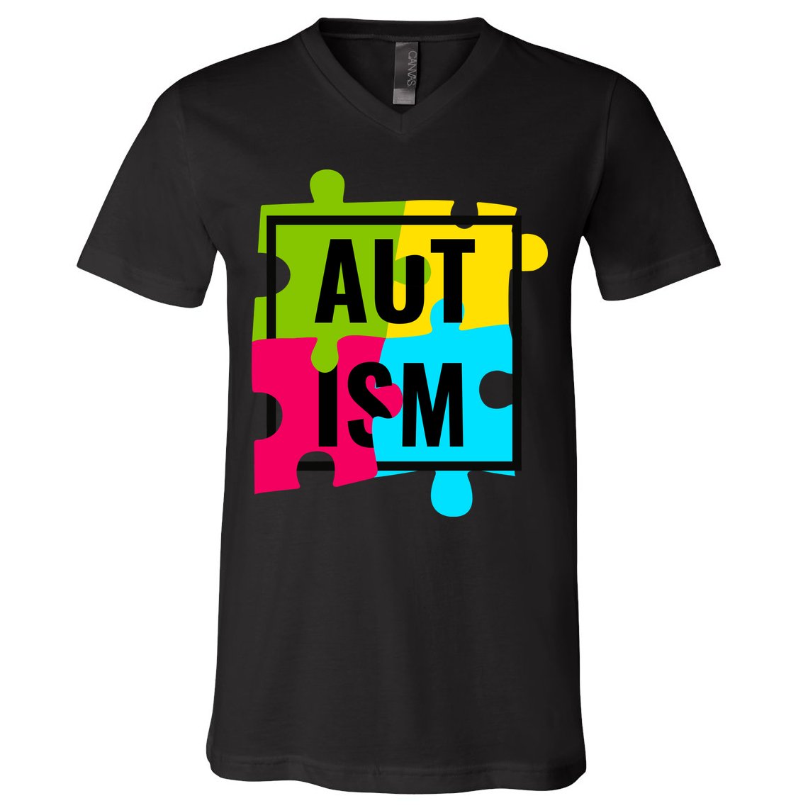Autism Awareness Puzzle Pieces V-Neck T-Shirt