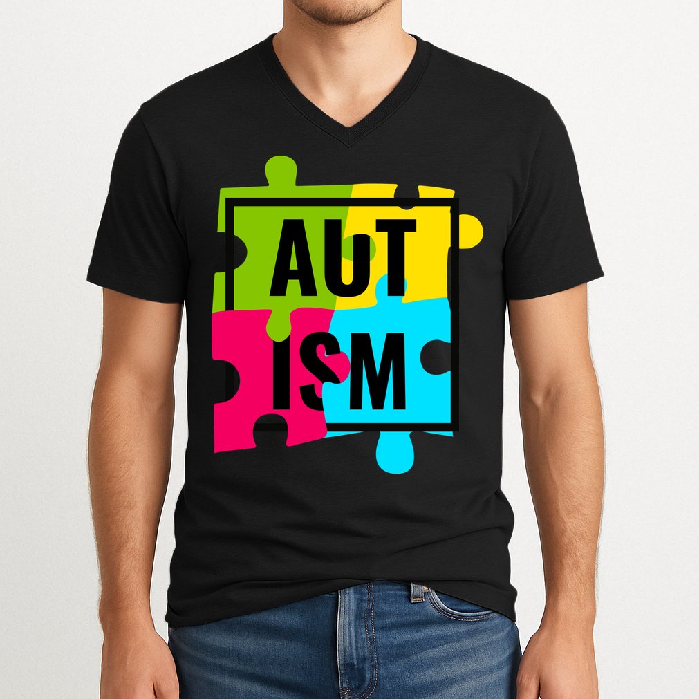 Autism Awareness Puzzle Pieces V-Neck T-Shirt