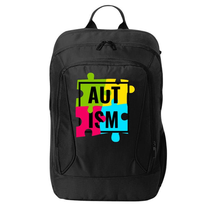 Autism Awareness Puzzle Pieces City Backpack