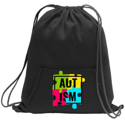 Autism Awareness Puzzle Pieces Sweatshirt Cinch Pack Bag