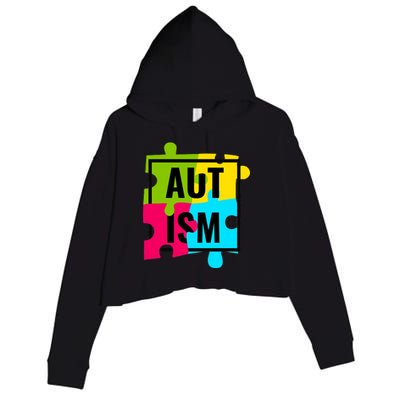 Autism Awareness Puzzle Pieces Crop Fleece Hoodie