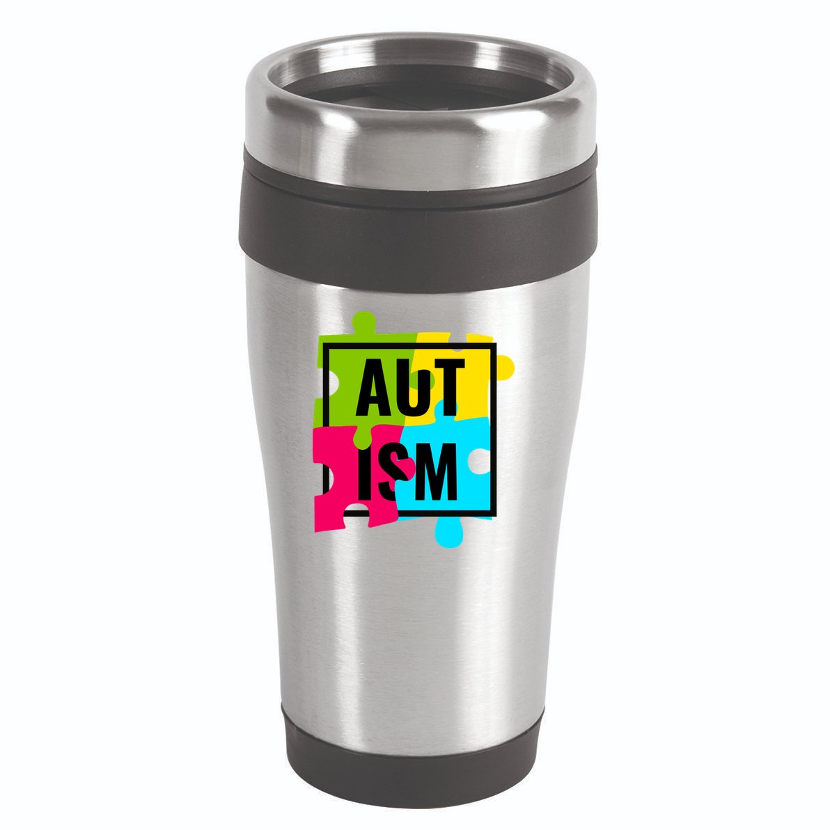 Autism Awareness Puzzle Pieces 16oz Travel Tumbler