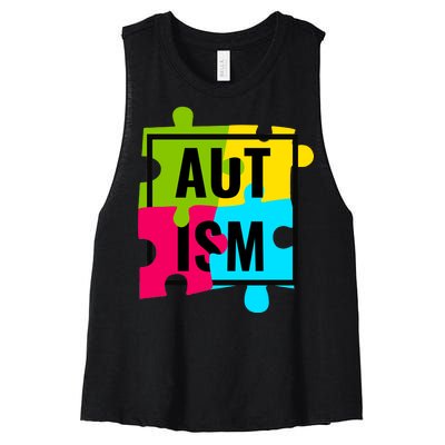 Autism Awareness Puzzle Pieces Women's Racerback Cropped Tank