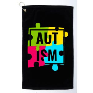 Autism Awareness Puzzle Pieces Platinum Collection Golf Towel