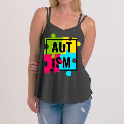 Autism Awareness Puzzle Pieces Women's Strappy Tank