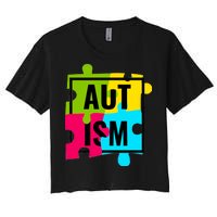 Autism Awareness Puzzle Pieces Women's Crop Top Tee