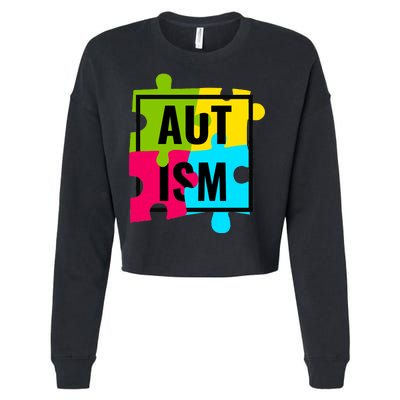 Autism Awareness Puzzle Pieces Cropped Pullover Crew